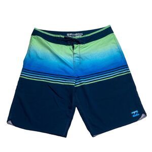 Billabong Platinum X Fifty50 Blue Green Boardshorts Men’s Sz 34